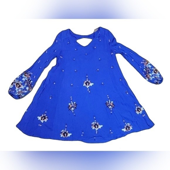 Free People Blue Oxford Embroidered Dress Size Medium - Picture 1 of 5
